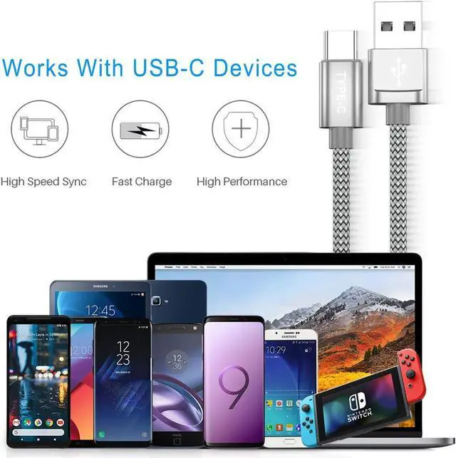 Alt view image 3 of 7 - KEHIPI USB Type C Charger Cable 6.6FT 2Pack,Nylon Charging Cord for iphone 15 Pro Max,Samsung Galaxy Z Flip,Note 20 10,S9 S10 S10E 10E S20 FE S23 S21 S22 Plus Ultra,A52 A53 A54,Google Pixel 7 6 XL