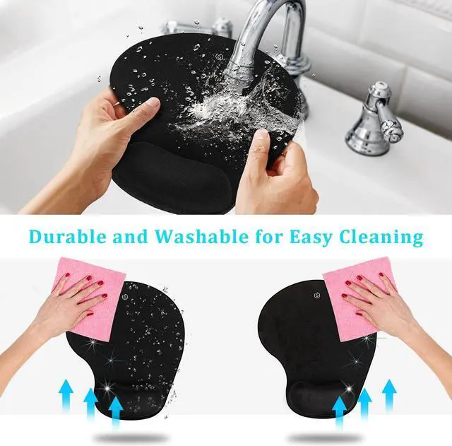 Alt view image 6 of 6 - KEHIPI Mouse Pad, Soqool Ergonomic Mouse Pads with Comfortable Wrist Rest Support and Lycra Cloth, Non-Slip Base for Easy Typing Pain Relief, Durable and Washable, Classic Black