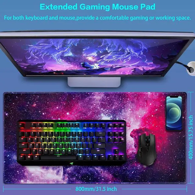 Alt view image 2 of 7 - KEHIPI Gaming Mouse Pad, Large Mouse Pad 31.5x15.7inch Big Computer Mousepad for Home Office Gaming Work