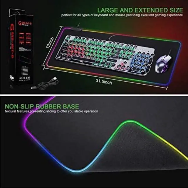 Alt view image 5 of 6 - KEHIPI RGB Mousepad Led Mouse Pad, Large Mouse Pad,Led and Big Mouse mat