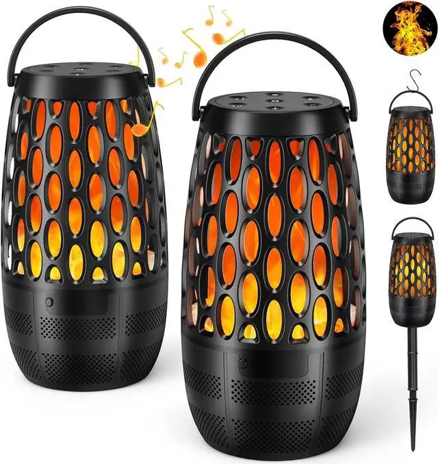 Main image of KEHIPI Outdoor Bluetooth Speakers- 2 Pack Wireless Torch Atmosphere Waterproof Speakers with Stake & Hook, Sync Up to 100 Speakers, BT 5.3 Portable Speaker for Patio Camp Party, Gifts for Men Women