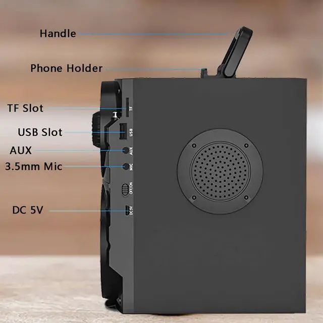 Alt view image 6 of 7 - KEHIPI Portable Bluetooth Party Speaker with Subwoofer, Heavy Bass, Wireless, FM Radio, Remote Control, LCD Display - for Outdoor/Indoor, Home, Phone, PC