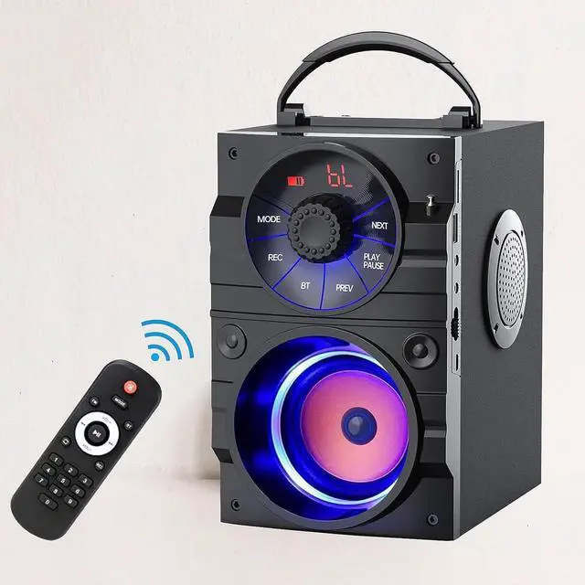 Main image of KEHIPI Portable Bluetooth Party Speaker with Subwoofer, Heavy Bass, Wireless, FM Radio, Remote Control, LCD Display - for Outdoor/Indoor, Home, Phone, PC