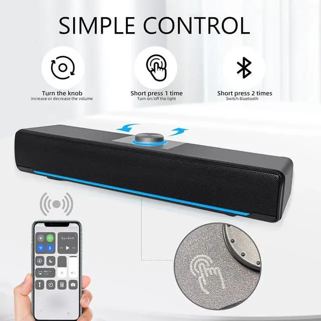 Alt view image 3 of 7 - KEHIPI Computer PC Bluetooth Gaming Soundbar Desktop Monitor Speakers HiFi Stereo Wireless with USB Powered PC Speaker for Laptop Smartphones Tablet Ipad