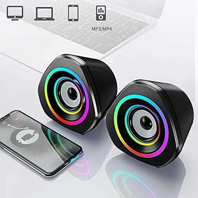 Alt view image 7 of 7 - KEHIPI Computer PC Bluetooth Speakers USB Powered 3.5mm/BT Volume & RGB Lighting Control Mini Wireless Gaming Desktops Monitor Laptops Speakers for Windows PC Tablet Smartphone Ipad