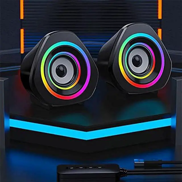 Alt view image 3 of 7 - KEHIPI Computer PC Bluetooth Speakers USB Powered 3.5mm/BT Volume & RGB Lighting Control Mini Wireless Gaming Desktops Monitor Laptops Speakers for Windows PC Tablet Smartphone Ipad