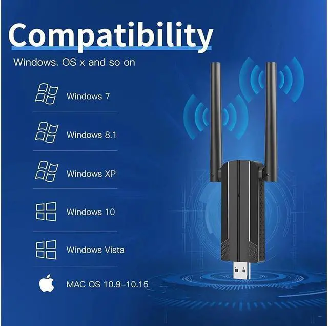Alt view image 5 of 7 - KEHIPI USB WiFi Adapter for PC - 1300Mbps USB 3.0 WiFi Dongle, 2.4G/5G Dual Band Wireless WiFi Adapter for Desktop PC, Supports Windows 11/10/8.1/8/7/XP, Mac OS 10.9-10.15