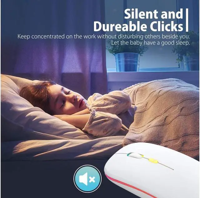 Alt view image 3 of 7 - KEHIPI Upgrade LED Wireless Mouse, Slim Silent Mouse 2.4G Portable Mobile Optical Office Mouse with USB & Type-c Receiver, 3 Adjustable DPI Levels for Notebook, PC, Laptop, Computer, MacBook -White