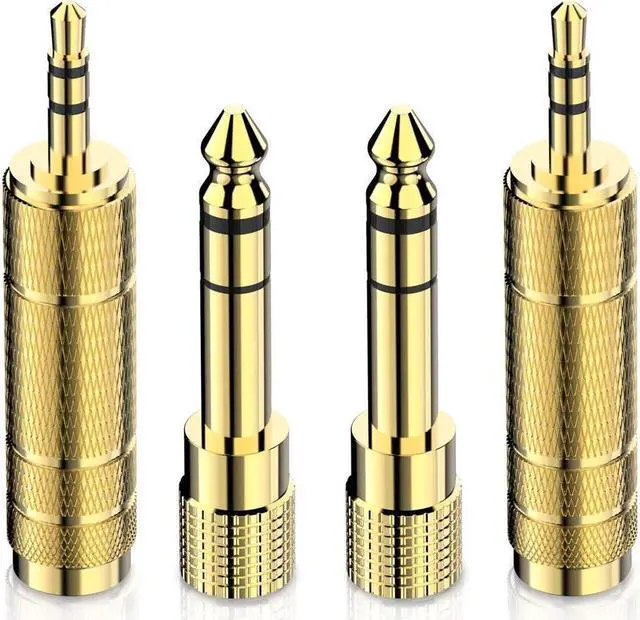 Main image of KEHIPI Headphone Adapter 6.35mm (1/4 Inch) Male to 3.5mm (1/8 Inch) Female and 3.5 mm Male Plug to 6.35 mm Female Jack, Audio Stereo TRS Converter Adapter (4 -Pack Gold Plated)