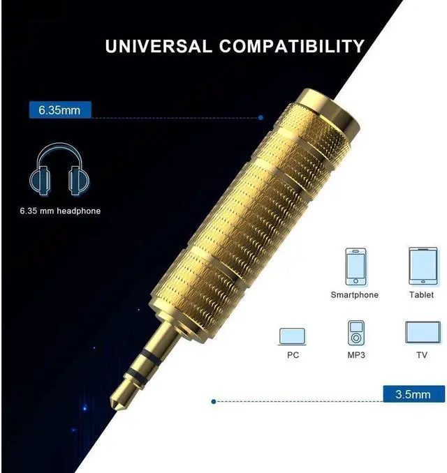 Alt view image 5 of 6 - KEHIPI Headphone Adapter 6.35mm (1/4 Inch) Male to 3.5mm (1/8 Inch) Female and 3.5 mm Male Plug to 6.35 mm Female Jack, Audio Stereo TRS Converter Adapter (4 -Pack Gold Plated)