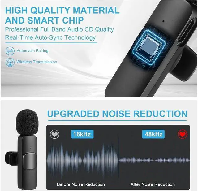 Alt view image 3 of 6 - KEHIPI Wireless Lavalier Microphone for Phone(USB-C), Dual Wireless Microphone for Video Recording, Live Stream, Vlog, YouTube, TikTok,Facebook, Zoom - Noise Reduction & Plug-Play(No Need App/Bluetoo)