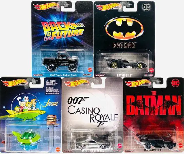 Main image of Hot Wheels Retro Entertainment - Back To The Future Toyota Truck, Batmobile, Jetsons, Casino Royale - Set of 5 Cars & Assorted