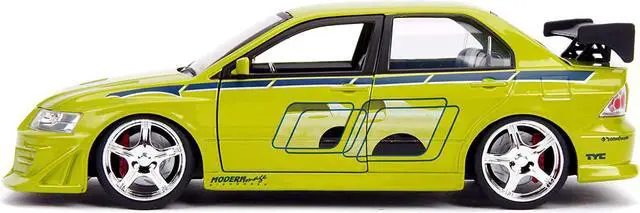 Alt view image 14 of 16 - Brian's Mitsubishi Lancer Evolution VII "The Fast and the Furious" Movie 1/24 Diecast Model Car by Jada