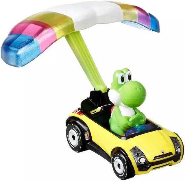 Alt view image 2 of 2 - Hot Wheels Mario Kart Yoshi Sports Coupe with Parafoil