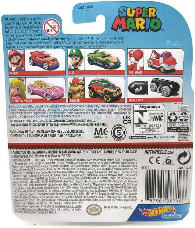 Alt view image 3 of 7 - Hot Wheels Super Mario Character Cars - 6 Pack