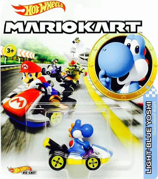 Alt view image 2 of 4 - Light Blue Yoshi Mario Cart Hot Wheels Car
