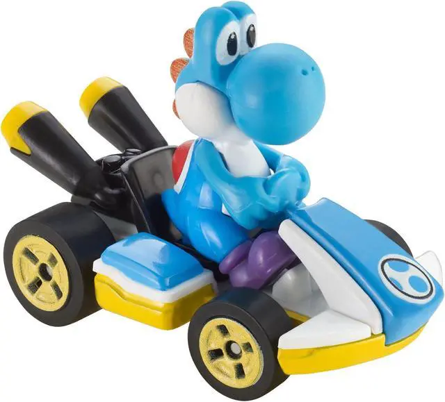 Alt view image 4 of 4 - Light Blue Yoshi Mario Cart Hot Wheels Car