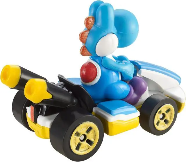 Alt view image 3 of 4 - Light Blue Yoshi Mario Cart Hot Wheels Car