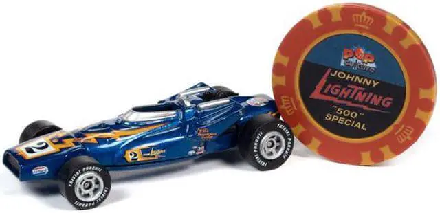 Alt view image 3 of 7 - Johnny Lightning Special Blue Metallic with Poker Chip (Collector Token) and Game Card "Trivial Pursuit" "Pop Culture" Series 1/64 Diecast Model Car by Johnny Lightning