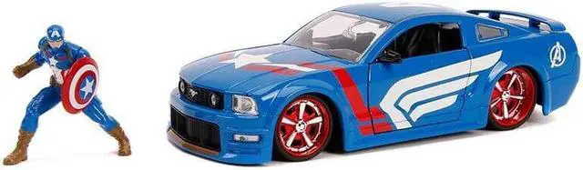 Alt view image 3 of 8 - 2006 Ford Mustang GT with Captain America Diecast Figurine "Avengers" "Marvel" Series 1/24 Diecast Model Car by Jada