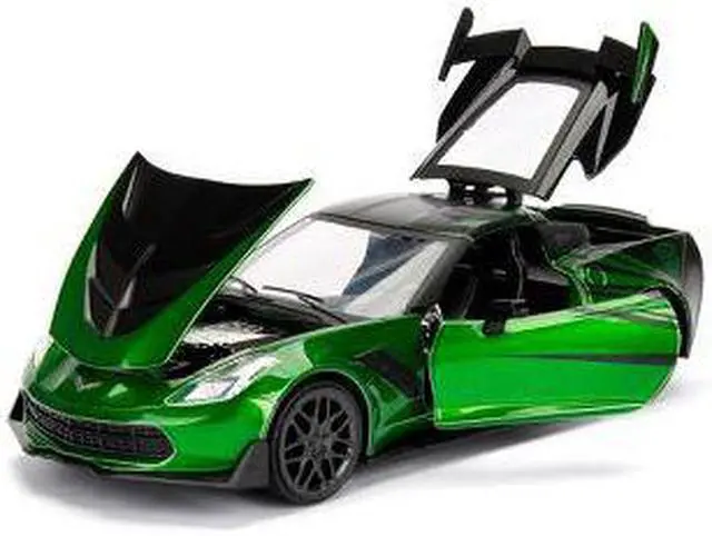 Alt view image 6 of 11 - 2016 Chevrolet Corvette Crosshairs Green From "Transformers" Movie 1/24 Diecast Model Car by Jada Metals