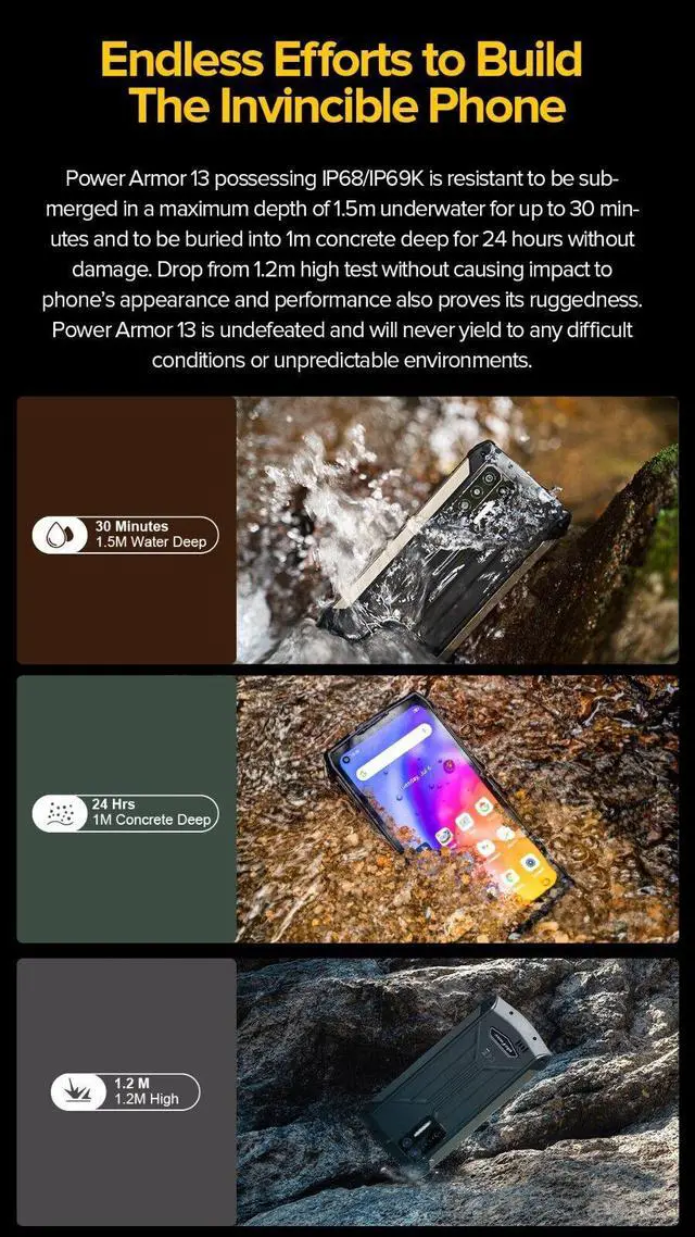 Alt view image 2 of 5 - Ulefone Power Armor 13 6.81"8/256GB 48MP 13200mAh IP68 Rugged Phone By Fedex