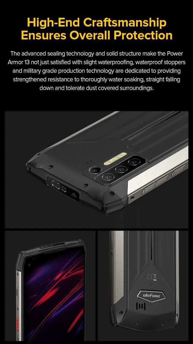 Alt view image 3 of 5 - Ulefone Power Armor 13 6.81"8/256GB 48MP 13200mAh IP68 Rugged Phone By Fedex