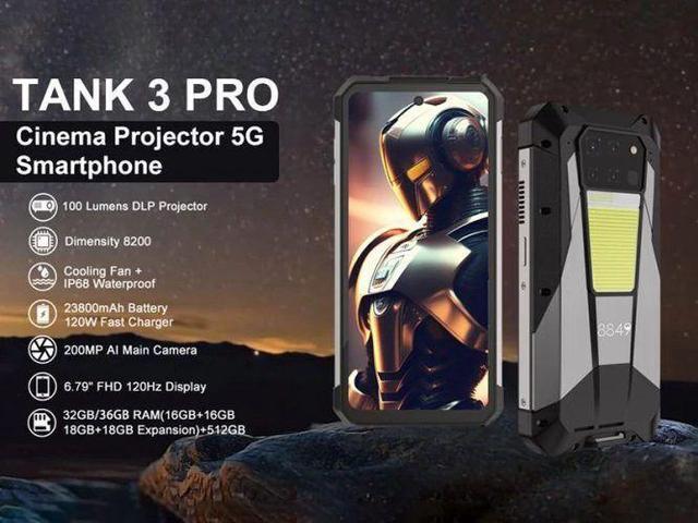 Alt view image 2 of 2 - Unihertz Tank 3 Pro 5G 6.79" 18RAM/512GB 200MP 23800mAh Projector