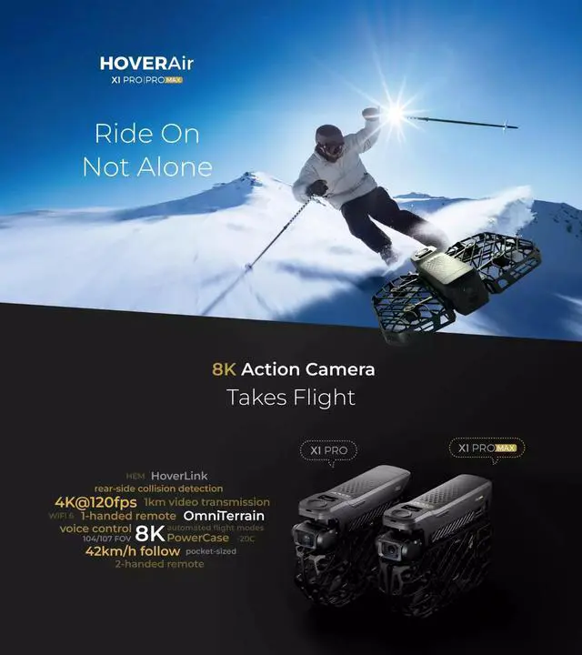 Alt view image 3 of 5 - HoverAir X1 Pro Max Combo 8K Flying Action Camera