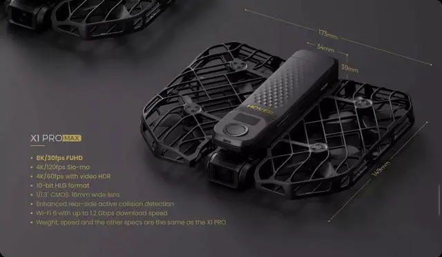 Alt view image 4 of 5 - HoverAir X1 Pro Max Combo 8K Flying Action Camera