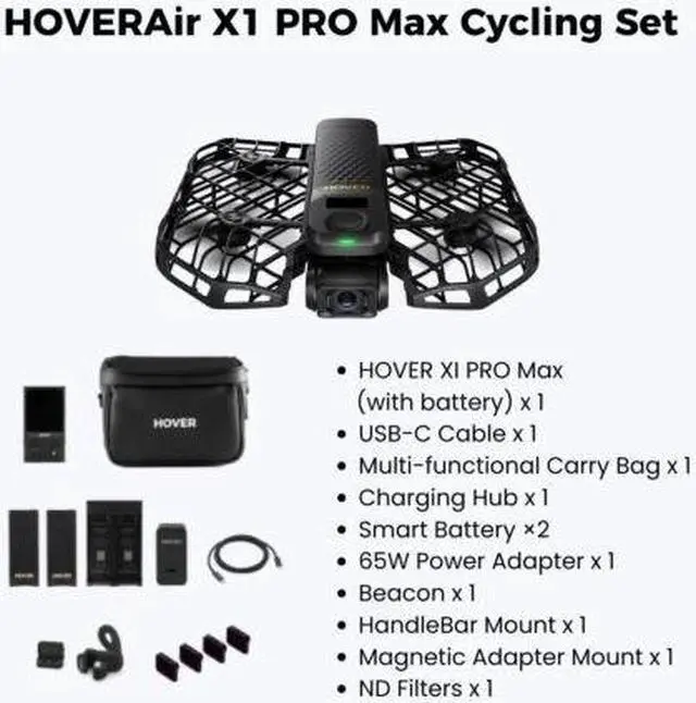 Alt view image 5 of 5 - HoverAir X1 Pro Max Combo 8K Flying Action Camera