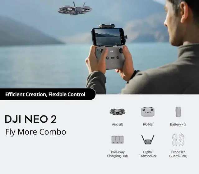 Main image of DJI Neo 2 Fly More Combo With RC-N3 Remote Controller 2 Extra Batteries