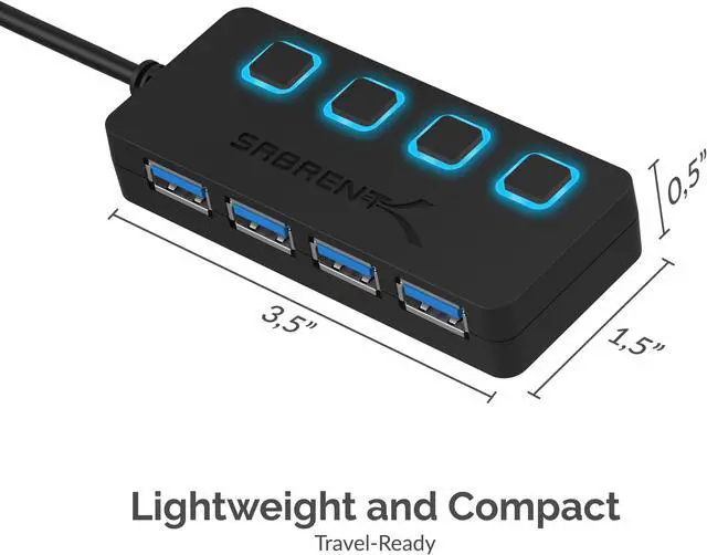 Alt view image 18 of 19 - Sabrent 4-Port USB 3.0 Hub with Individual LED Power Switches (HB-UM43)