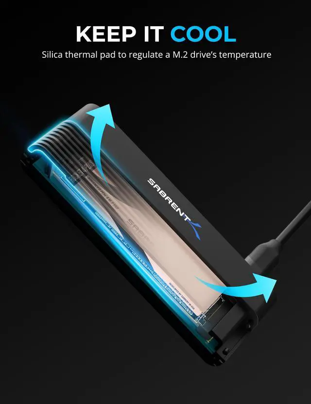 Alt view image 6 of 8 - SABRENT USB 3.2 Type C M.2 PCIe NVMe + 2.5/3.5 Inch SSD & HDD Converter [DS-UCMH]