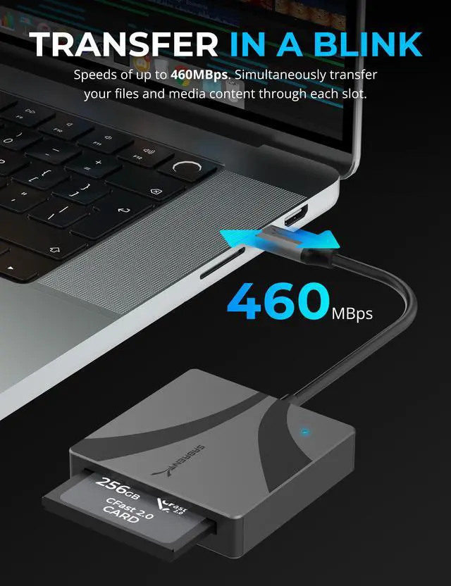 Alt view image 3 of 6 - SABRENT USB Type C CFast 2.0 Card Reader [CR-CF20]