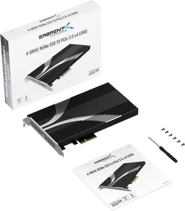Alt view image 7 of 7 - SABRENT 4-Drive NVMe M.2 SSD to PCIe 3.0 x4 Adapter Card [PC-P3X4]