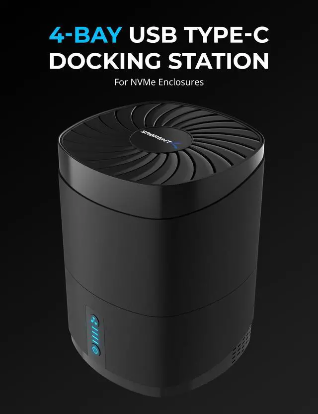 Alt view image 3 of 7 - SABRENT 4-Bay USB Type-C External SSDs Docking Station for Rocket XTRM-Q, Rocket nano, Rocket Pro,10Gbps Speeds, Cooling Fan, LED Indicators (DS-4BNE)