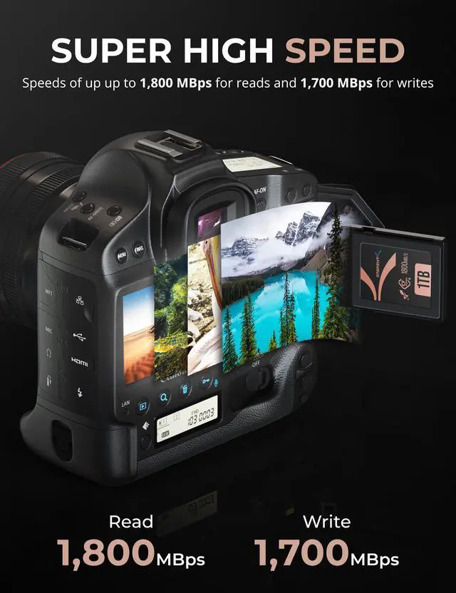 Alt view image 5 of 8 - SABRENT Rocket CFX PRO 1TB CFexpress Type B Memory Card R1800MB/s W1700MB/s (CF-XXIT-1TB)