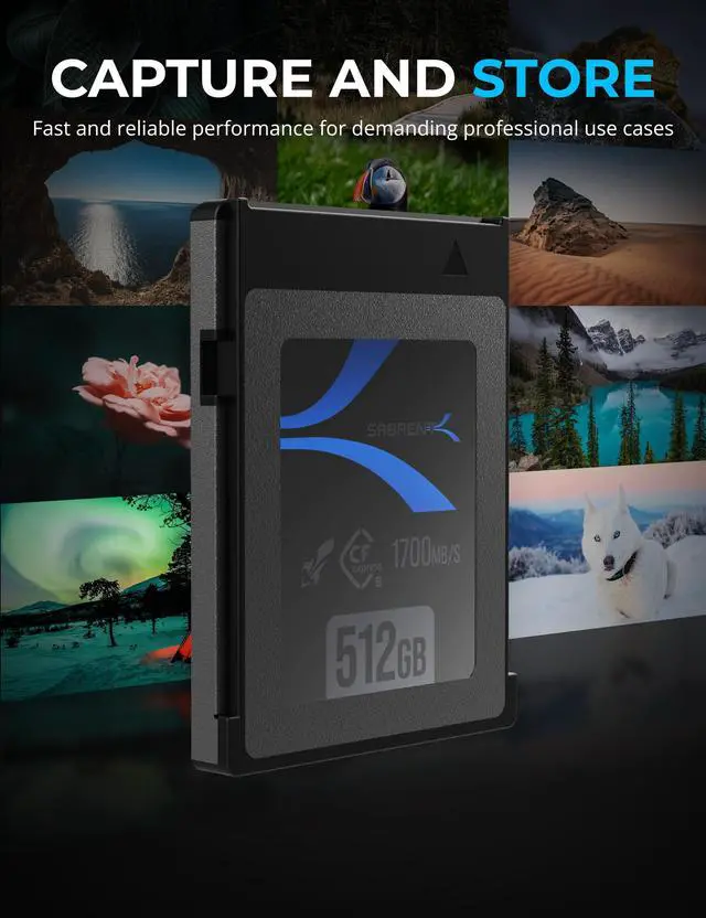 Alt view image 2 of 7 - SABRENT Rocket CFX 512GB CFexpress Type B Memory Card 2-Pack, R1700MB/s W1500MB/s (CF-XTBT-512X2)