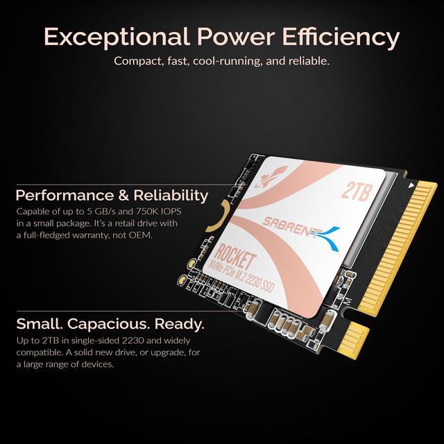 Alt view image 5 of 7 - SABRENT Rocket Q4 2230 NVMe 4.0 2TB High Performance PCIe 4.0 M.2 2230 SSD for Steam Deck, ASUS ROG Ally [SB-213Q-2TB]