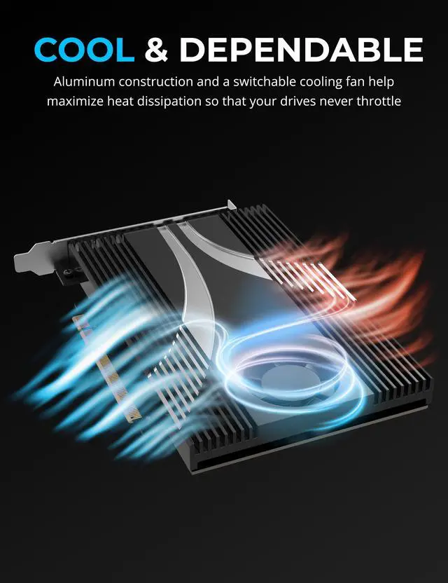 Alt view image 4 of 7 - SABRENT 4-Drive NVMe SSD to PCIe 4.0 X 16 Adapter Card with Active Cooling [EC-P4BF]