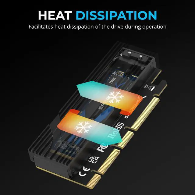Alt view image 5 of 13 - SABRENT M.2 NVMe SSD to PCIe x16 Tool-Free Add-In Card (AIC) with Aluminum Heatsink, M.2 PCIe Adapter for Gen5 SSDs PCIe 5.0, Backwards Compatible with Previous PCIe Generations (EC-TFPE)