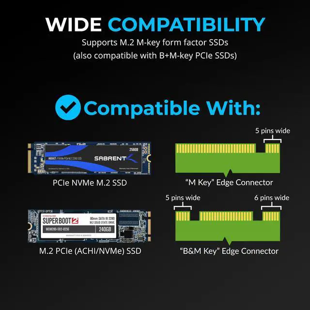 Alt view image 4 of 13 - SABRENT M.2 NVMe SSD to PCIe x16 Tool-Free Add-In Card (AIC) with Aluminum Heatsink, M.2 PCIe Adapter for Gen5 SSDs PCIe 5.0, Backwards Compatible with Previous PCIe Generations (EC-TFPE)