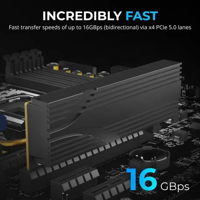 Alt view image 6 of 13 - SABRENT M.2 NVMe SSD to PCIe x16 Tool-Free Add-In Card (AIC) with Aluminum Heatsink, M.2 PCIe Adapter for Gen5 SSDs PCIe 5.0, Backwards Compatible with Previous PCIe Generations (EC-TFPE)