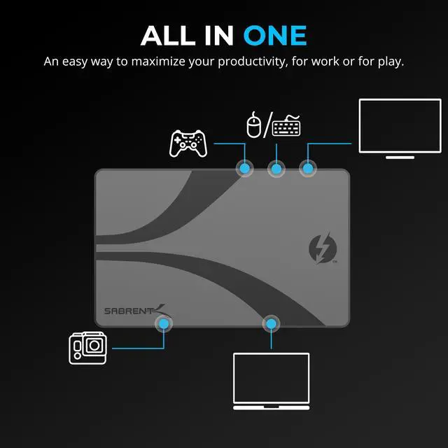 Alt view image 4 of 7 - SABRENT Thunderbolt 4 Hub with 60W Charging for Laptops, USB-C Dock, Supports 2X 4K 60Hz Monitors or 1x 4K 144Hz, 5K/6K/8K@60Hz (DSC) Monitor,15.7" Certified TB4 Cable Included (HB-TBT4)