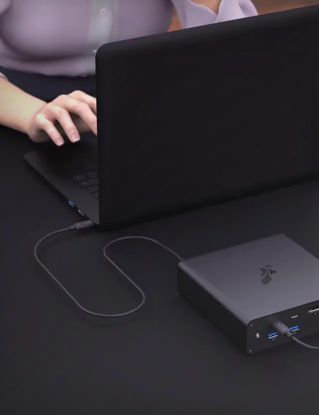 Alt view image 5 of 6 - SABRENT Thunderbolt 3 Dual M.2 SSD Docking Station with 96W Power Delivery - Dual 4K HDMI Displays & 96W Charging for Laptops and Desktops - Mac and Windows (DS-SRKT)