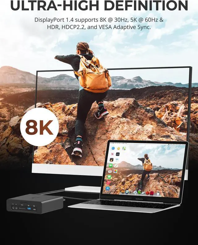 Alt view image 3 of 6 - SABRENT Thunderbolt 3 Dual M.2 SSD Docking Station with 96W Power Delivery - Dual 4K HDMI Displays & 96W Charging for Laptops and Desktops - Mac and Windows (DS-SRKT)