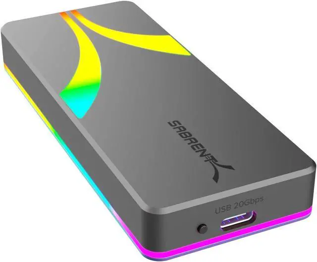 Main image of SABRENT Rocket RGB USB C 20Gbps M.2 SATA/NVMe SSD Enclosure (EC-RGBG)