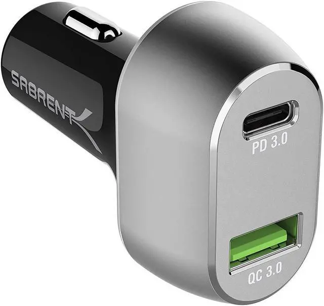 Alt view image 8 of 9 - Sabrent 63W 2-Port USB Quick Charge 3.0 PD Car Charger (CH-PDQC)