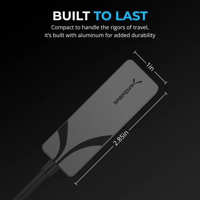 Alt view image 5 of 6 - SABRENT USB C to 2.5 Gbps Ethernet Adapter, USB C to Gigabit Ethernet Adapter, Aluminum Portable USB C Adapter, for MacBook Pro, MacBook Air, iPad Pro 2018 and Later (NT-25GA)